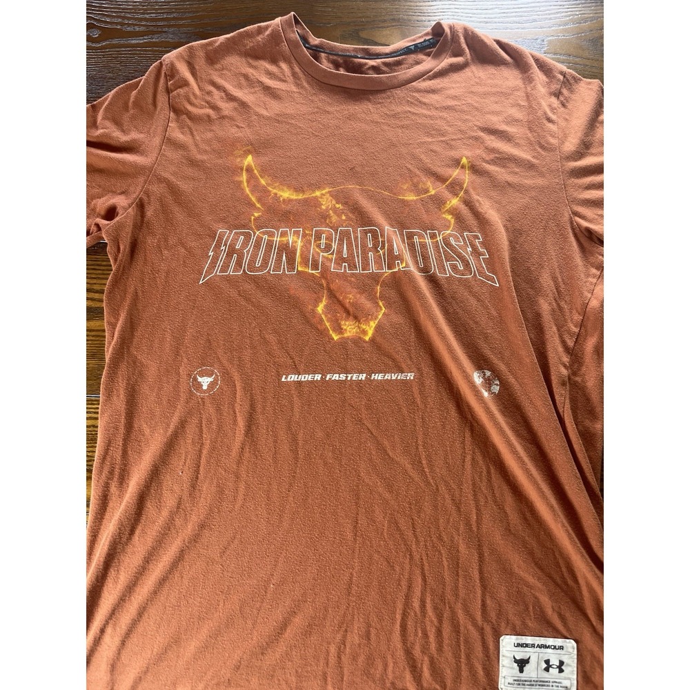 Under Armour Shirt Adult Medium Orange Project Rock Iron Paradise Worldwide